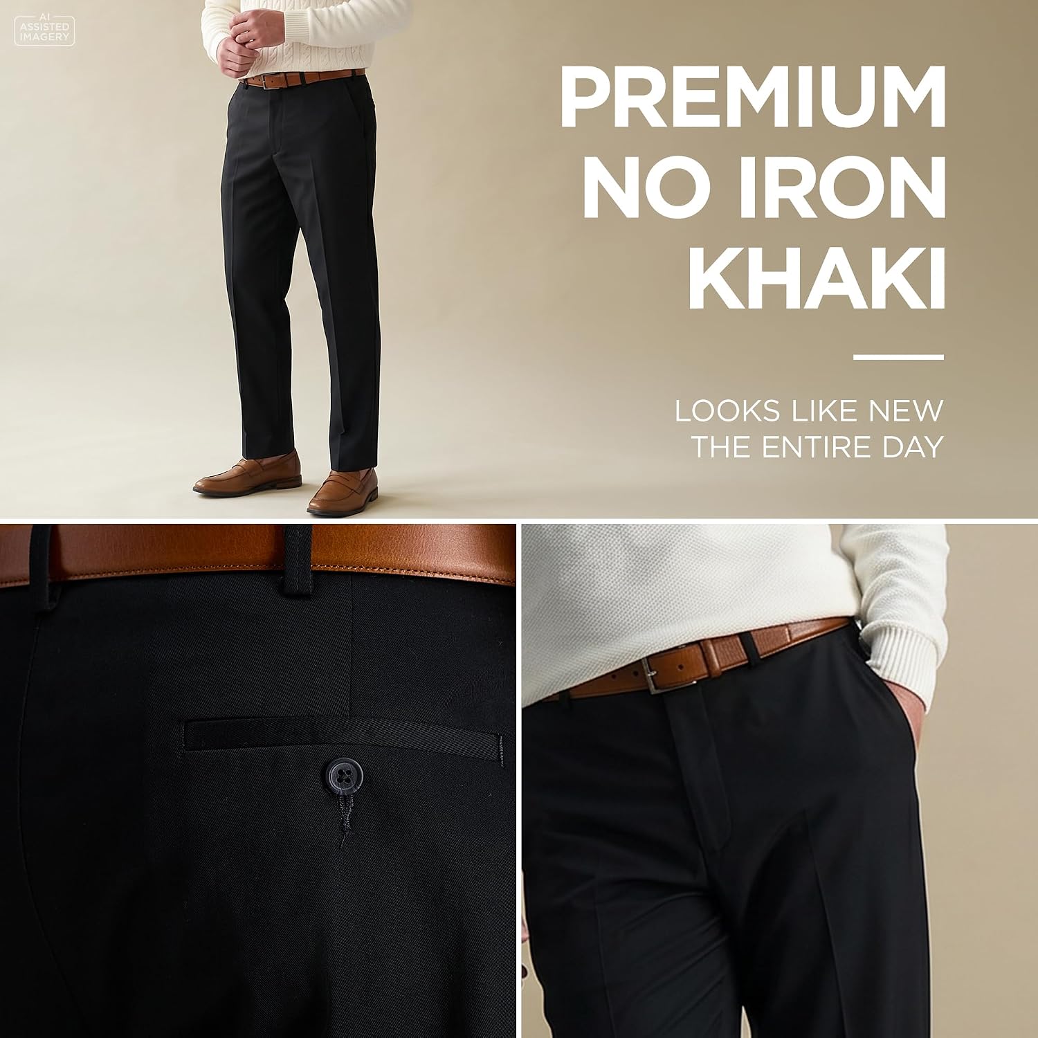 Thumbnail 4 de Haggar No Iron Khaki Pant 3" Stretch