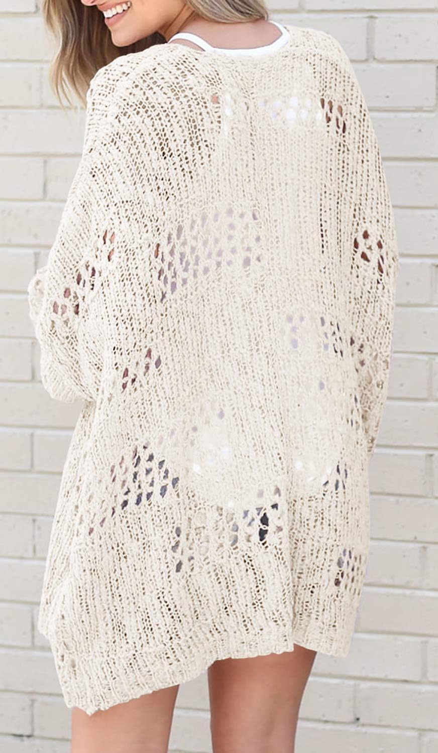 Thumbnail 2 de Ermonn Womens Crochet Cardigan Sweater Kimono: Lightweight, Oversized Boho Outwear