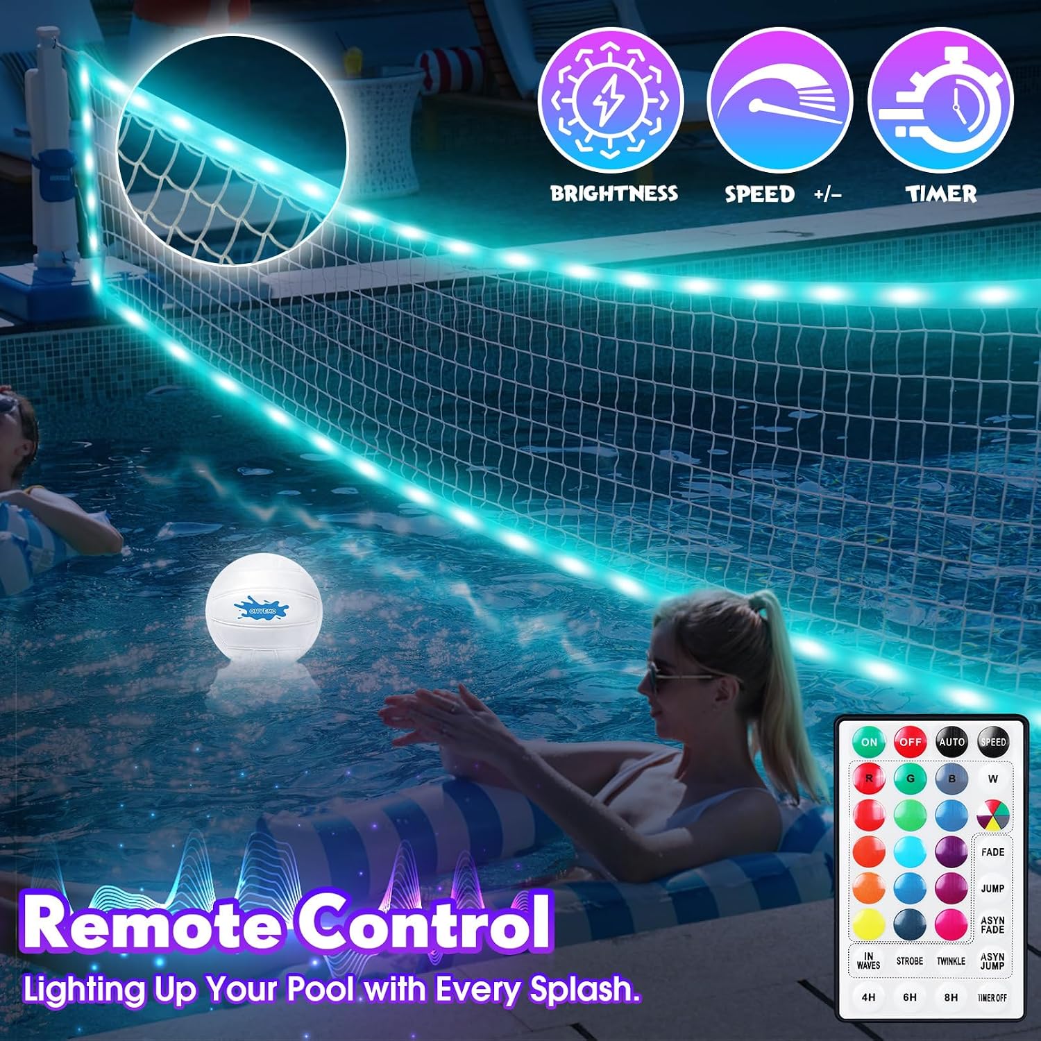 Detalle de OHYEMO 2-in-1 LED Pool Volleyball & Basketball Game Set