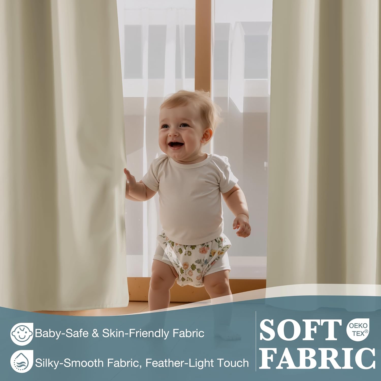 Thumbnail 6 de PONY DANCE 100% Blackout Curtains – Light Beige, 46 x 72 Inch, 2 Panels