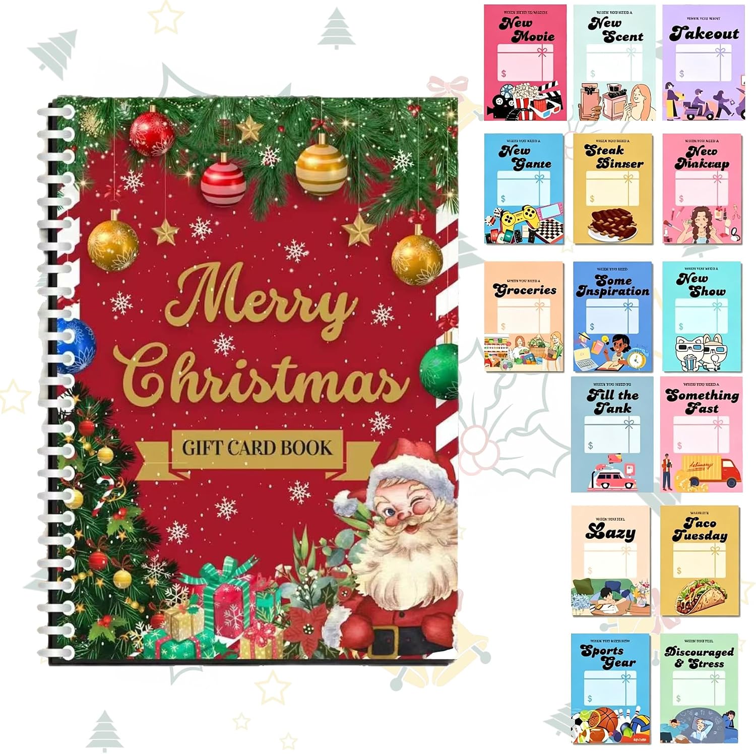 Detalle de FCNHHDK Christmas Gift Card Booklet, 15-Page Spiral-Bound DIY Holder