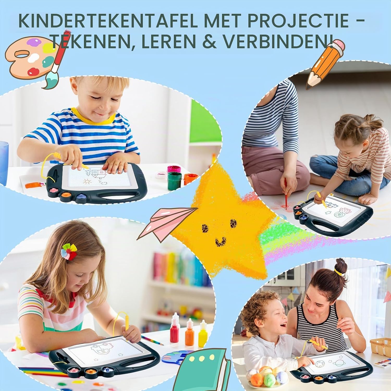 Thumbnail 5 de Ouxayapl Ouxayapl-HB013 magnetisch tekenbord met vierkleurig ontwerp