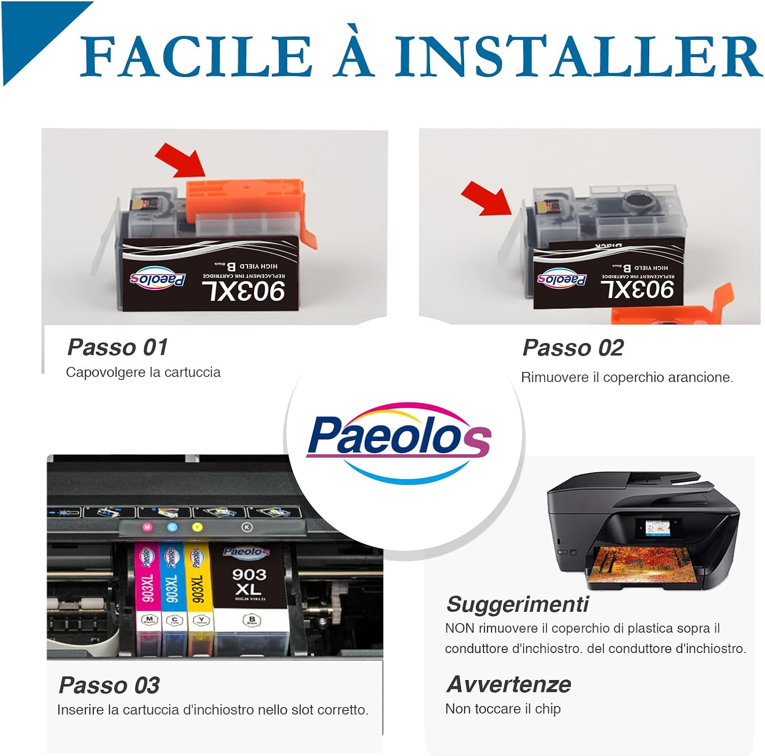 Thumbnail 5 de Paeolos 903XL Nero - Cartucce d'inchiostro compatibili per HP OfficeJet 6950/6960-6979 (Confezione da 2)