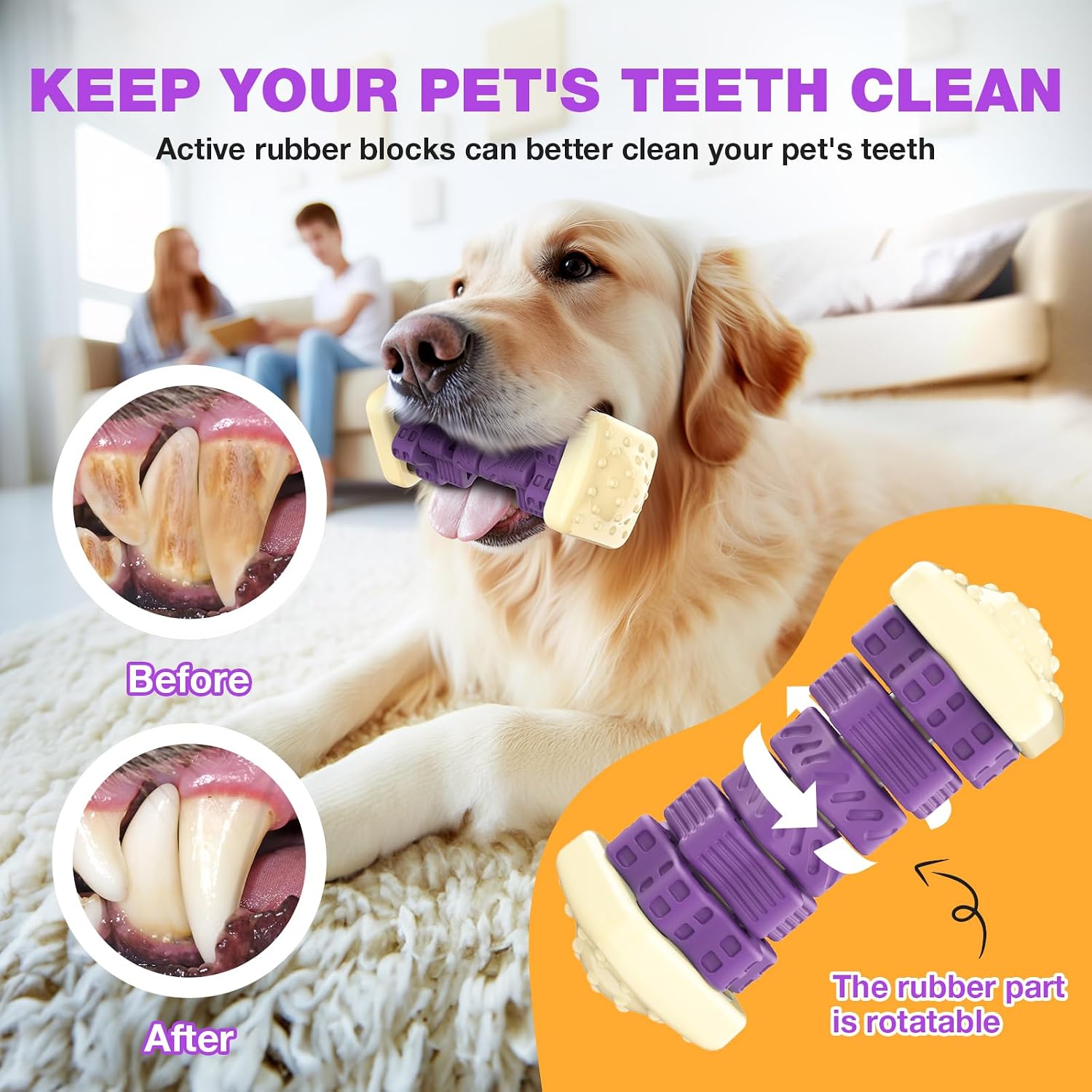 Thumbnail 4 de RUXAN Indestructible Dog Toy for Large & Medium Breeds – Purple