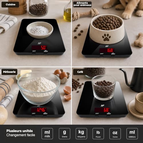 Thumbnail 7 de HomeFashion GRANDE Balance de Cuisine 20 kg – plateau verre 22 × 16 cm, Graduation 1 g