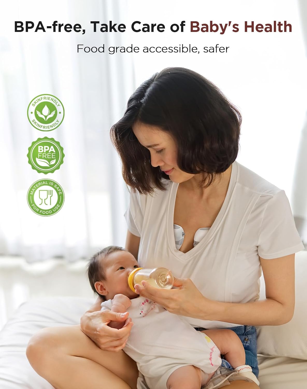 Detalle de Haokoo Electric Wearable Breast Pump with Strong Suction and 3 Modes – Quiet, Hands-Free & Cordless