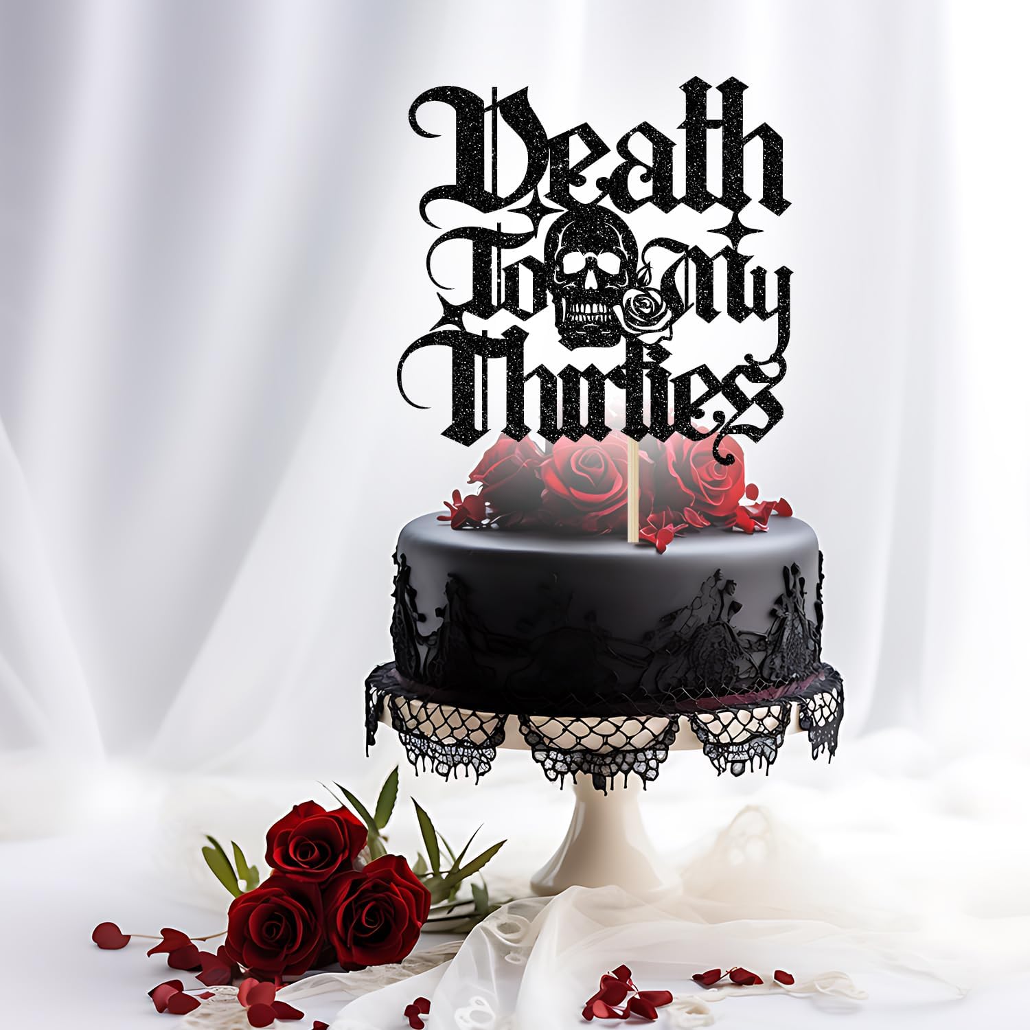 Thumbnail 5 de Black Glitter Cake Topper