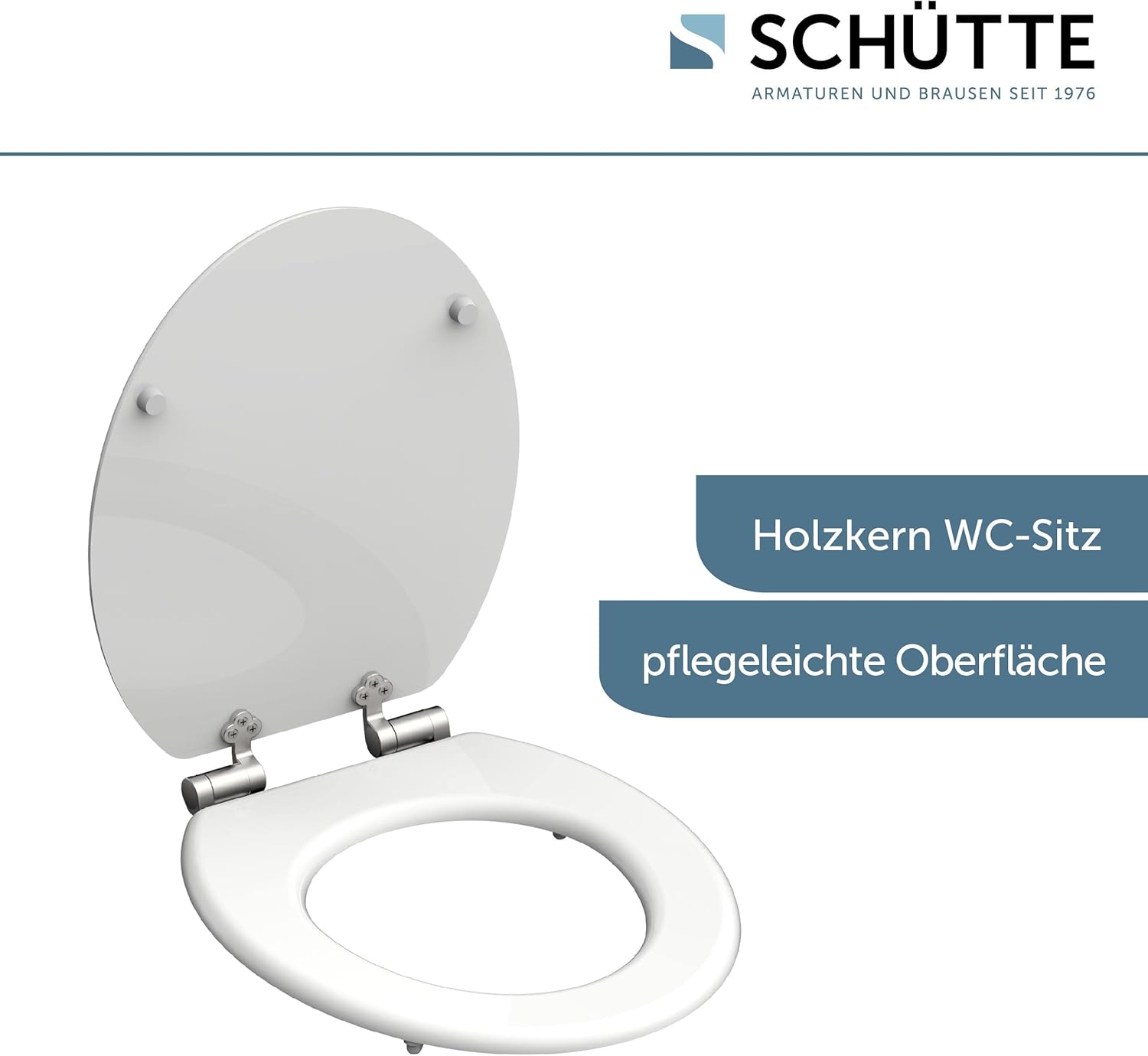 Thumbnail 3 de SCHÜTTE WC-Sitz mit Absenkautomatik aus Holz – Weiß, 37,5 × 45 × 5,5 cm, belastbar bis 175 kg