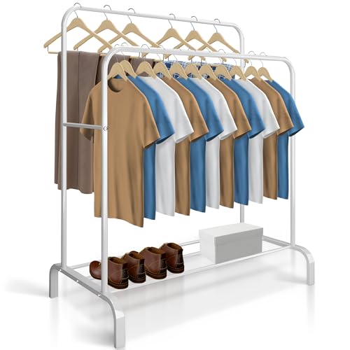 Detalle de JUPPLIES Burro Ropa Resistente – Perchero Burro Doble con Soporte (Blanco, Sin Ruedas)