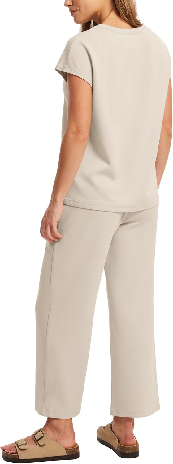 Thumbnail 4 de Sampeel Two Piece Sets for Women: Cap Sleeve Top & Wide-Leg Crop Pants