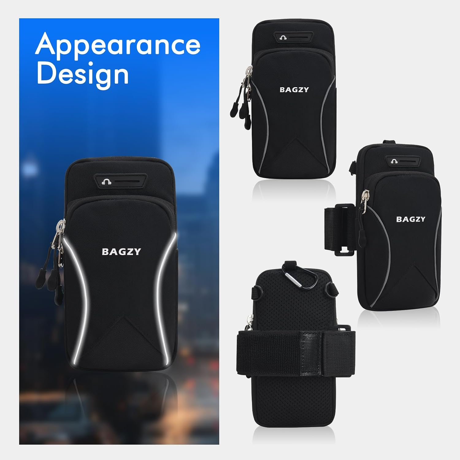 Thumbnail 6 de BAGZY Sports Phone Armband Case, 18 x 9 x 2 cm, Reflective Nylon