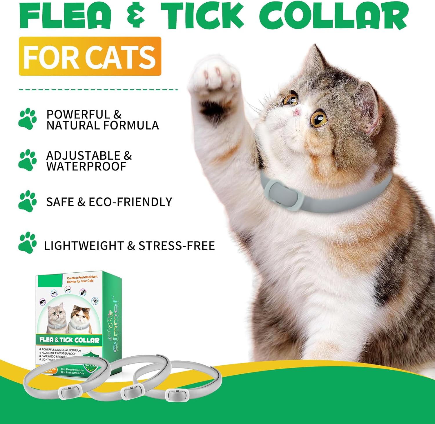 Detalle de 4-Pack Adjustable Cat Collars, Waterproof and Safe for Cats Over 12 Weeks