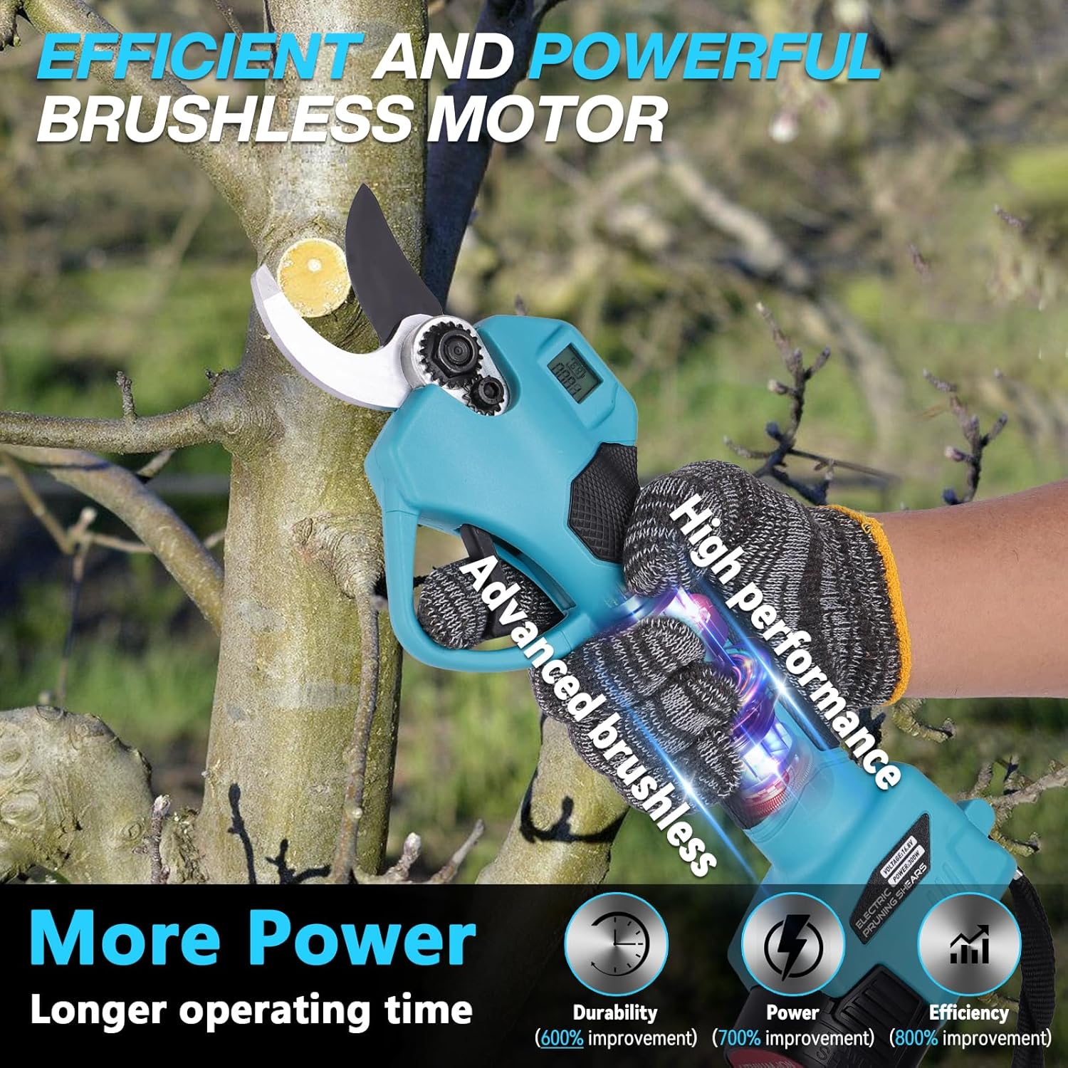 Thumbnail 4 de Forbici Potatura a Batteria: Cesoie 35 mm con 2 Batterie 2000 mAh, Display LED e Kit Completo per Giardinaggio