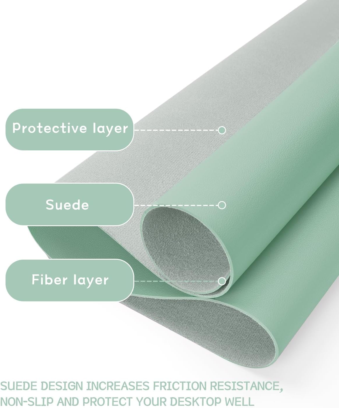 Thumbnail 2 de YSAGi Non-Slip Desk Pad (80 x 40 cm) – Waterproof PVC leather desk protector in light green