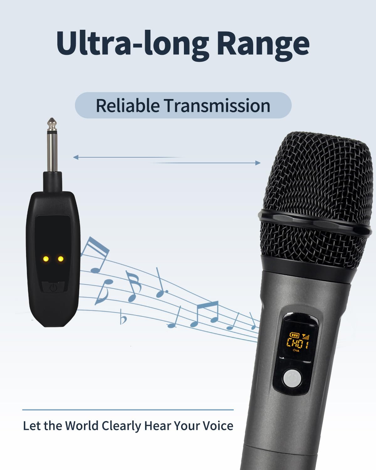Thumbnail 3 de J.I.Y Wireless Microphones Dual 2.4GHz System with Receiver, 250-Foot Range