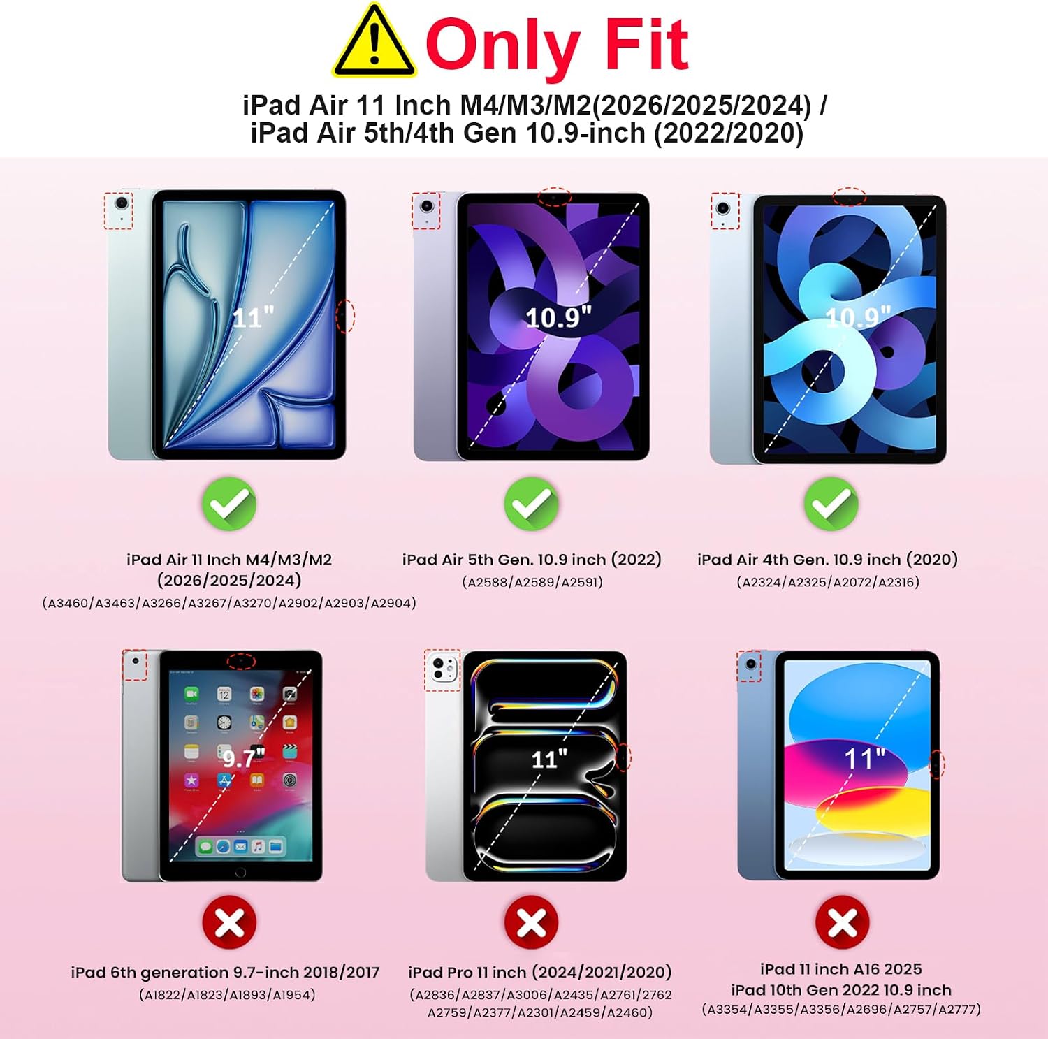 Detalle de TiMOVO Case for iPad Air 11 Inch (M4/M3/M2), Air 5th/4th Gen – Flowers Pink