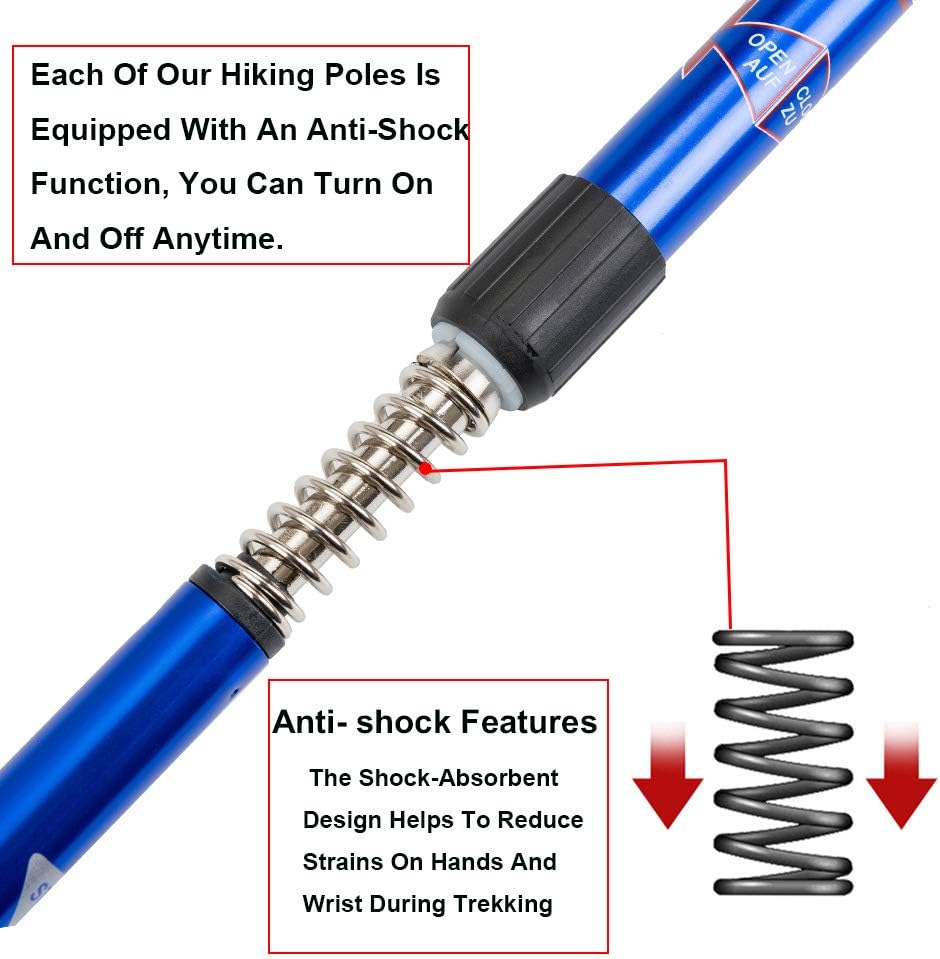 Detalle de Aihoye 1-20170001 Trekking Poles, Aluminum, Adjustable, Anti-Shock