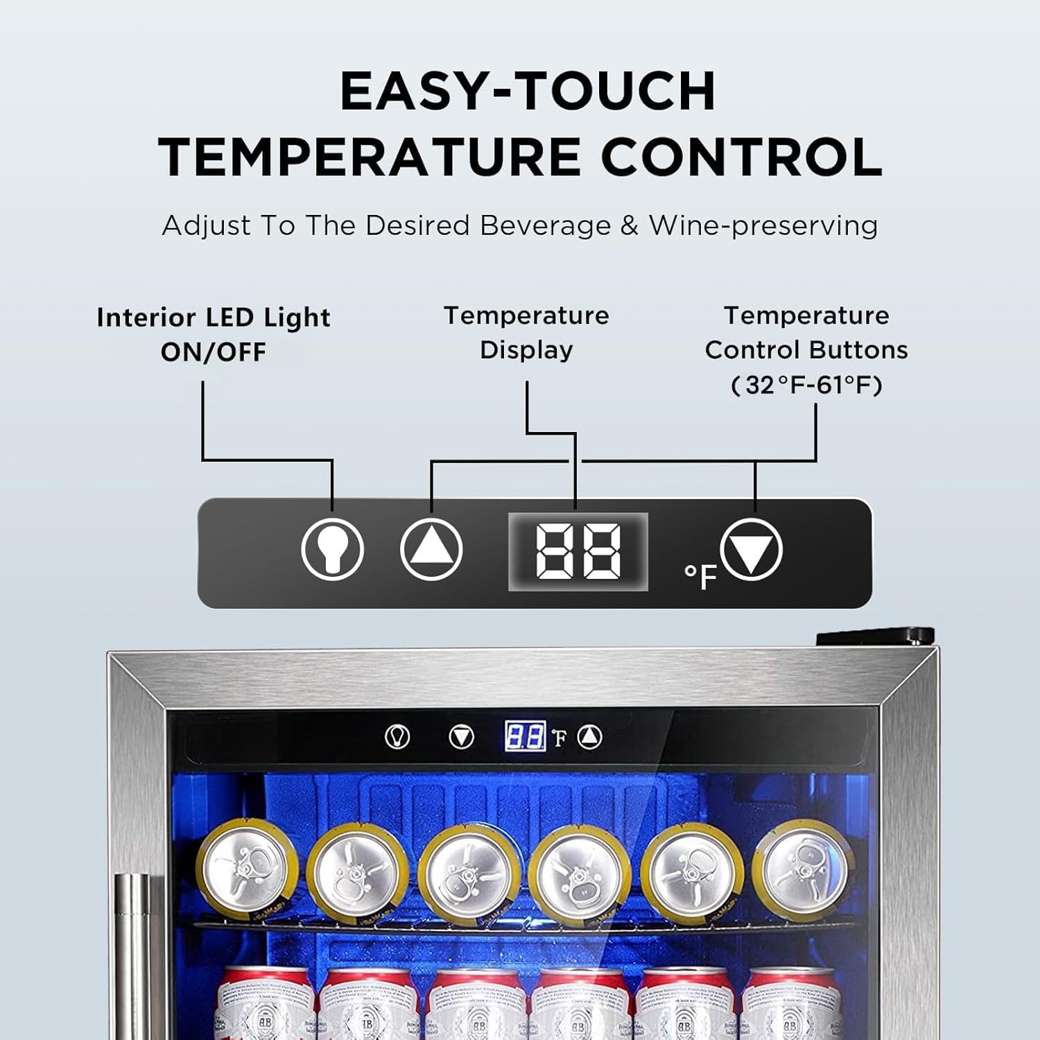 Detalle 2 de Electactic JC-90VEL-F Beverage Refrigerator, 3.2 Cu. Ft., 130-Can Capacity