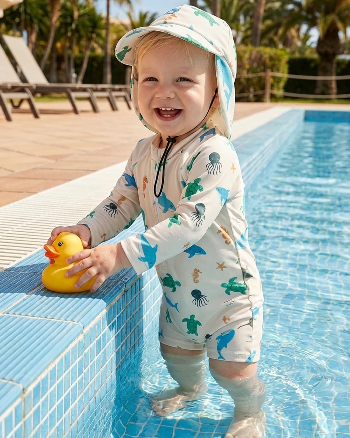 Thumbnail 2 de Baby Swimsuit Rash Vest Set (UPF 50+) with Hat, Long Sleeve 0M–3T – Unisex Infant Swimwear