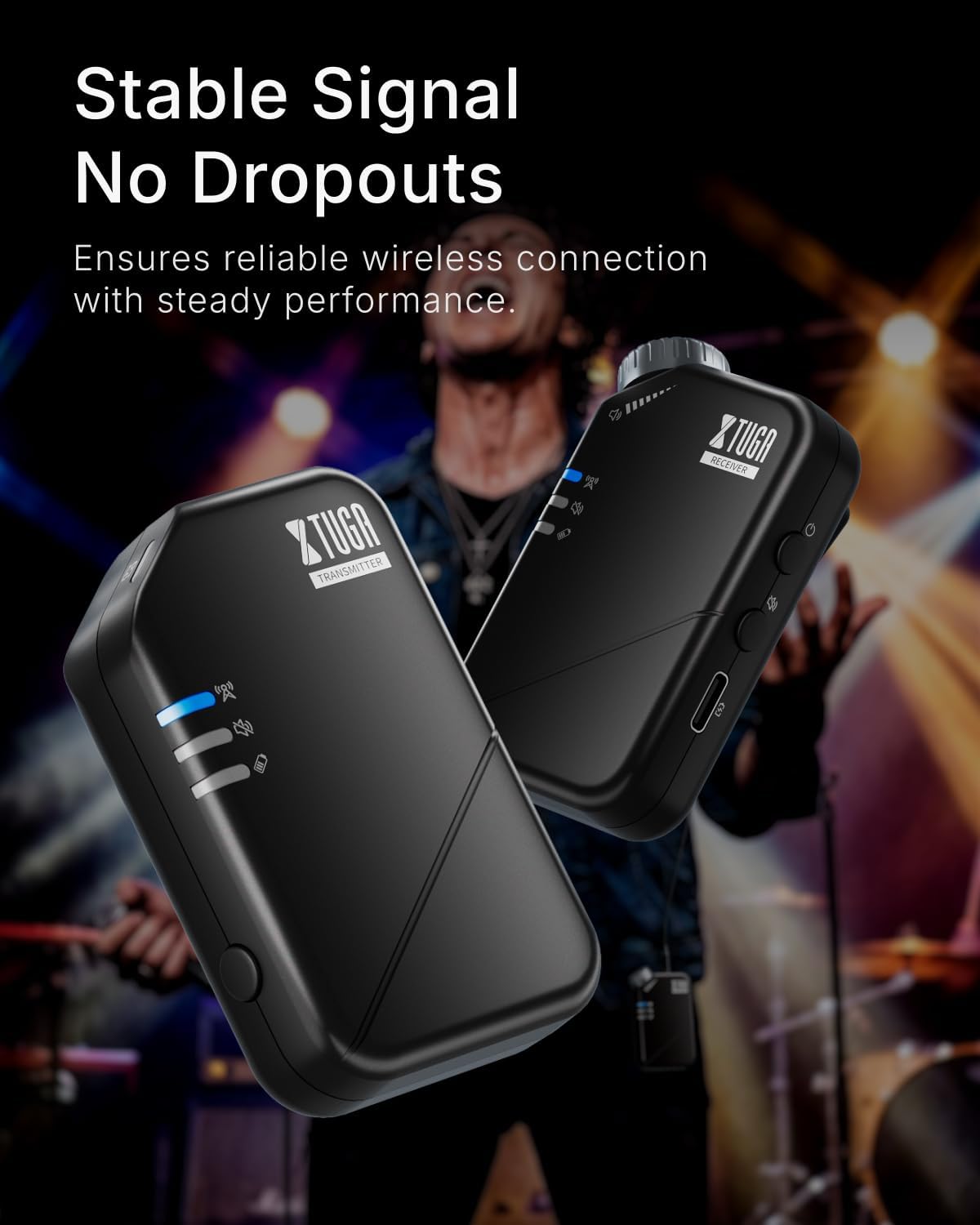 Detalle de XTUGA J02S Wireless In-Ear Monitor System, 2.4GHz, 1 Transmitter and 3 Receivers