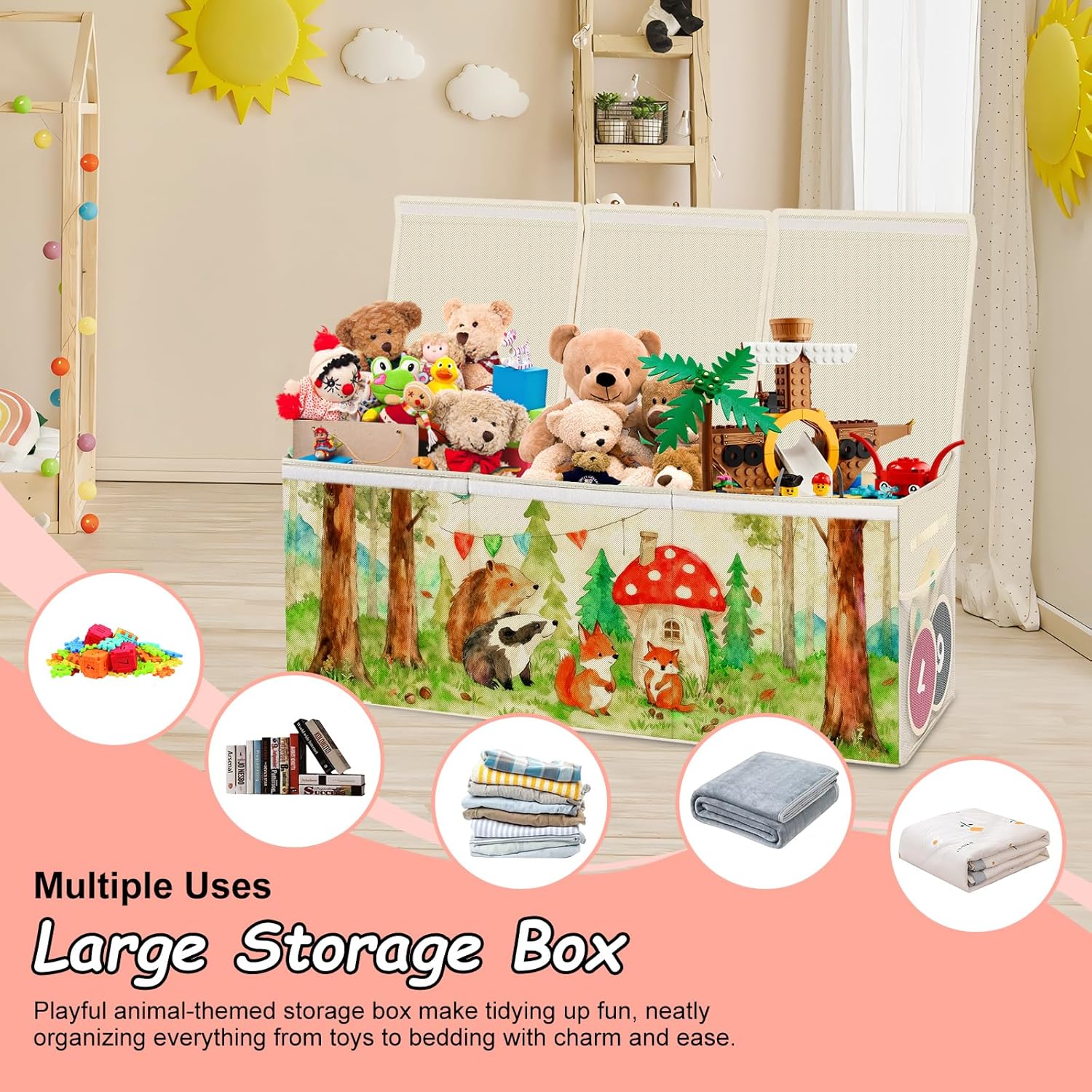 Thumbnail 1 de KR KITCHENRAKU Toy Box Storage with Lid – Extra Large 99x34x39cm (Off-white) by KitchenRaku