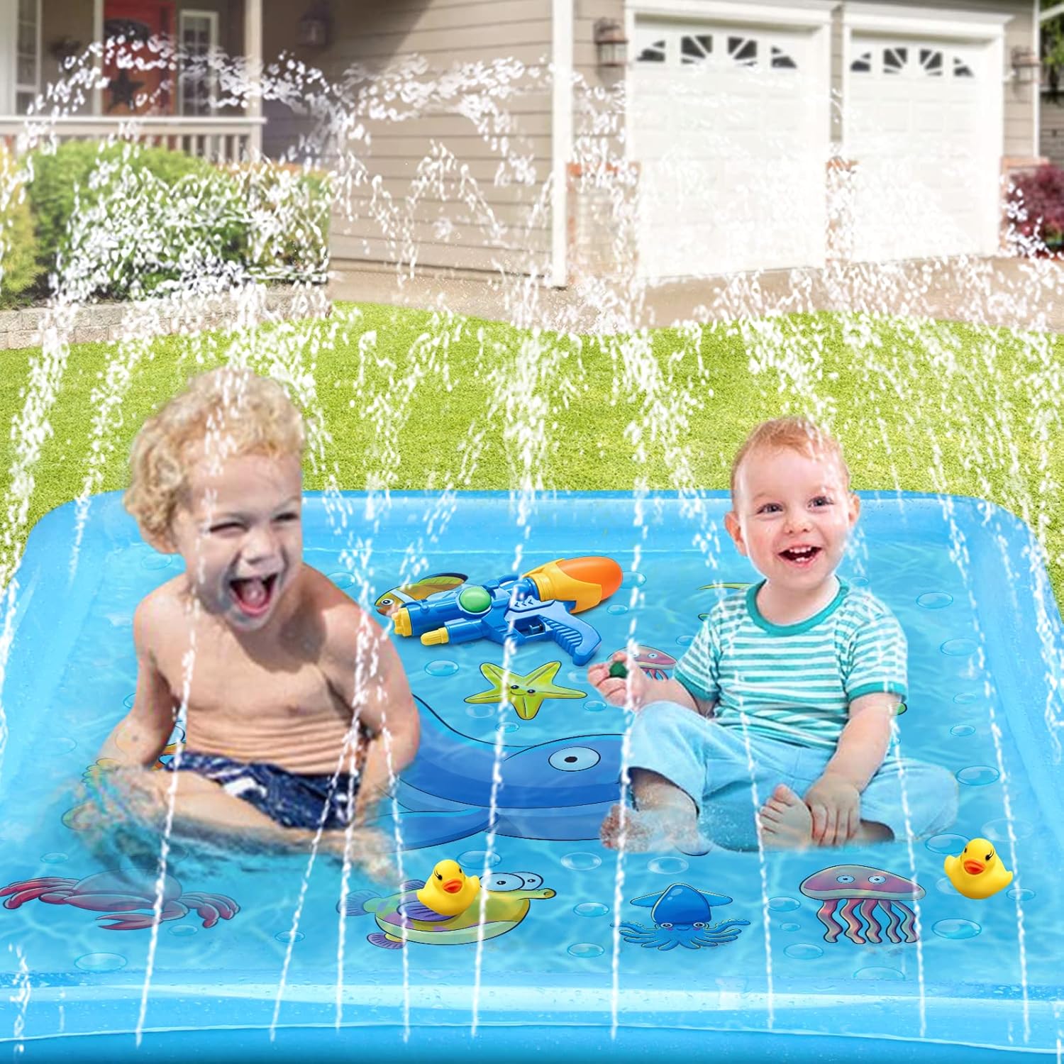 Thumbnail 6 de Growsland Splash Pad for Toddlers: 67" Outdoor Sprinkler Splash Mat for Backyard Fun