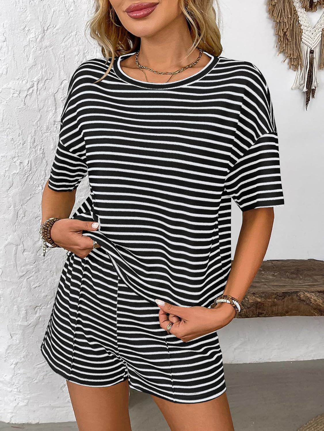 Thumbnail 1 de DONYKARRY Damen Zweiteiler Sommer-Set mit Crop-Top und Shorts (Tracksuit/Loungewear)