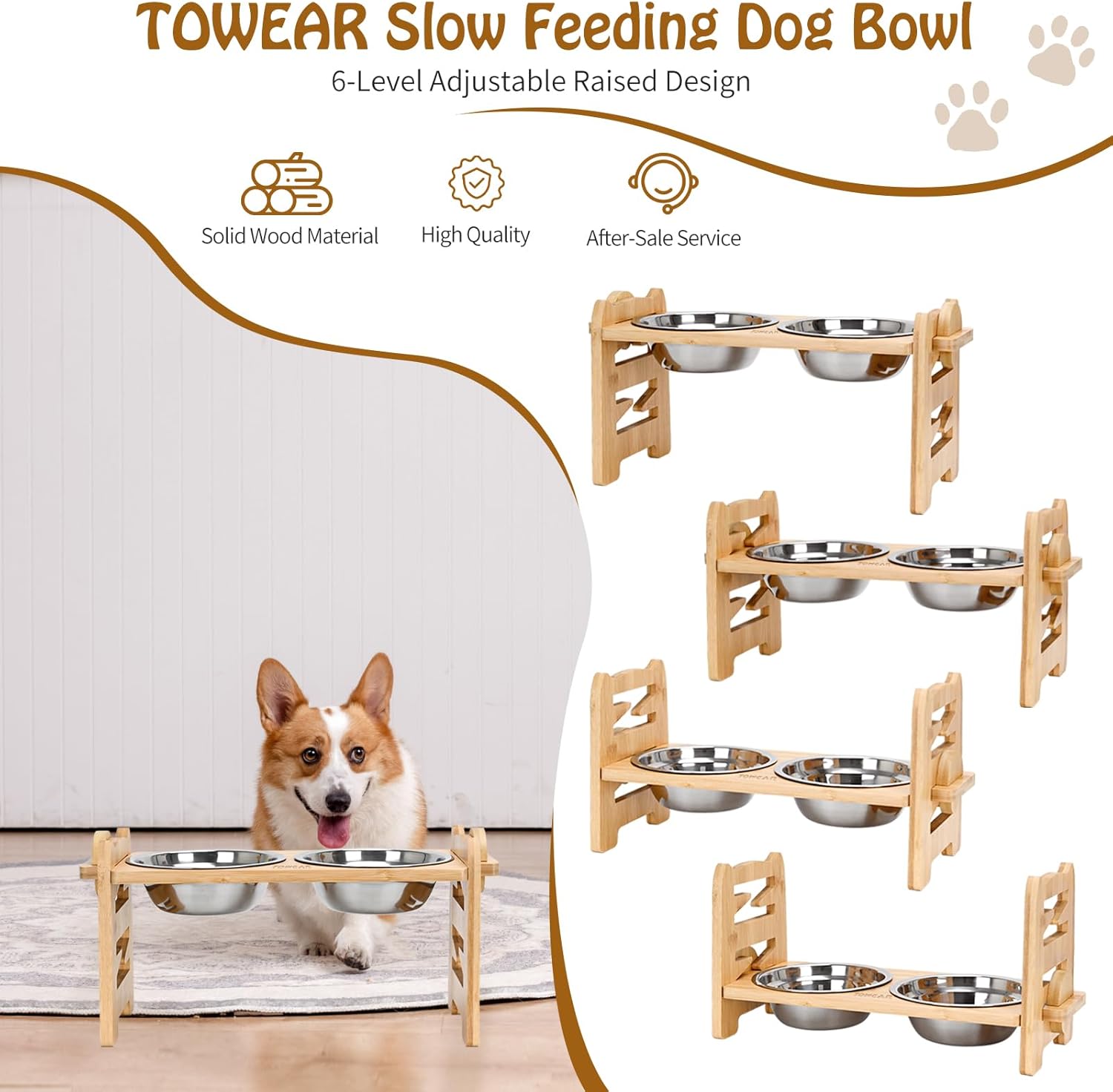 Detalle de TOWEAR Raised dog bowls with 6 levels