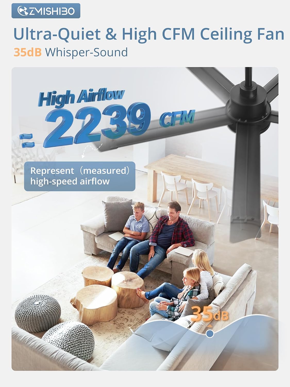 Thumbnail 6 de ZMISHIBO Ceiling Fan 52 Inch