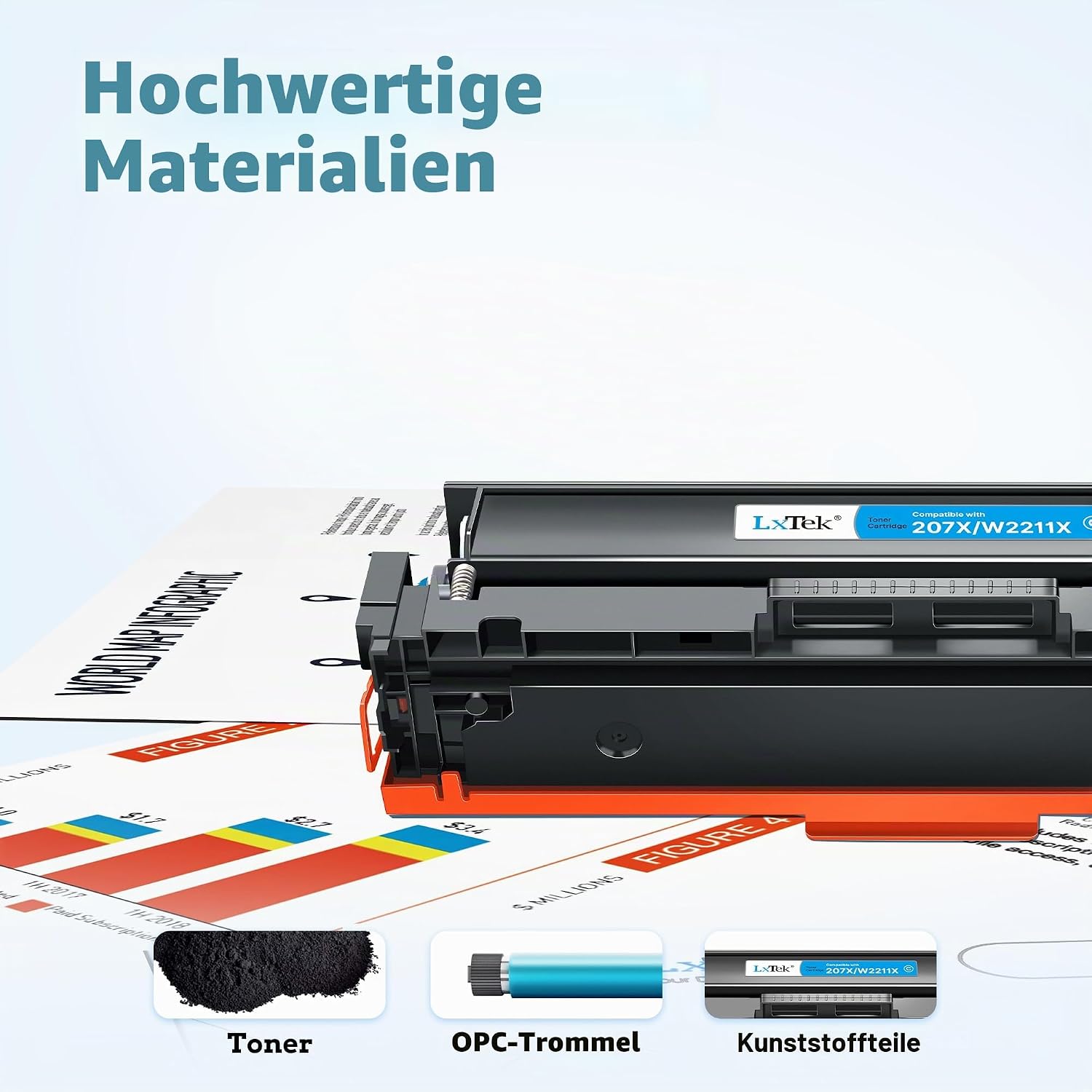 Detalle 2 de LxTek 207A/207X Toner-Set (4er-Pack) mit Chip – kompatibel mit HP Color LaserJet Pro M283/ M255/ M282