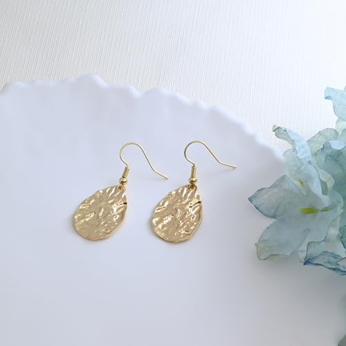 Thumbnail 4 de Weviway 18K Gold Plated Teardrop Hammered Dangly Drop Earrings