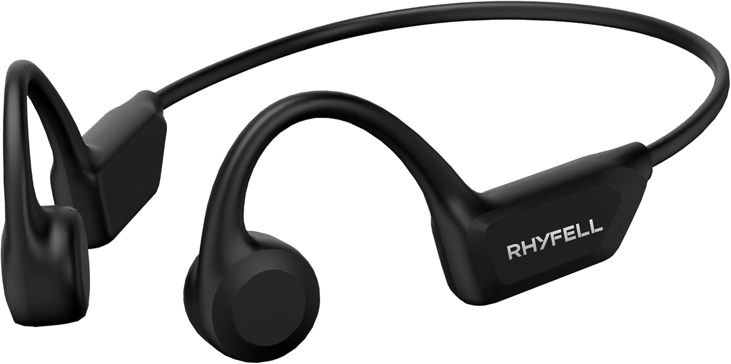 Detalle de Rhyfell Casque à conduction osseuse Bluetooth 6.0 – Écouteurs Sport Oreilles Libres, IPX5, 28 g