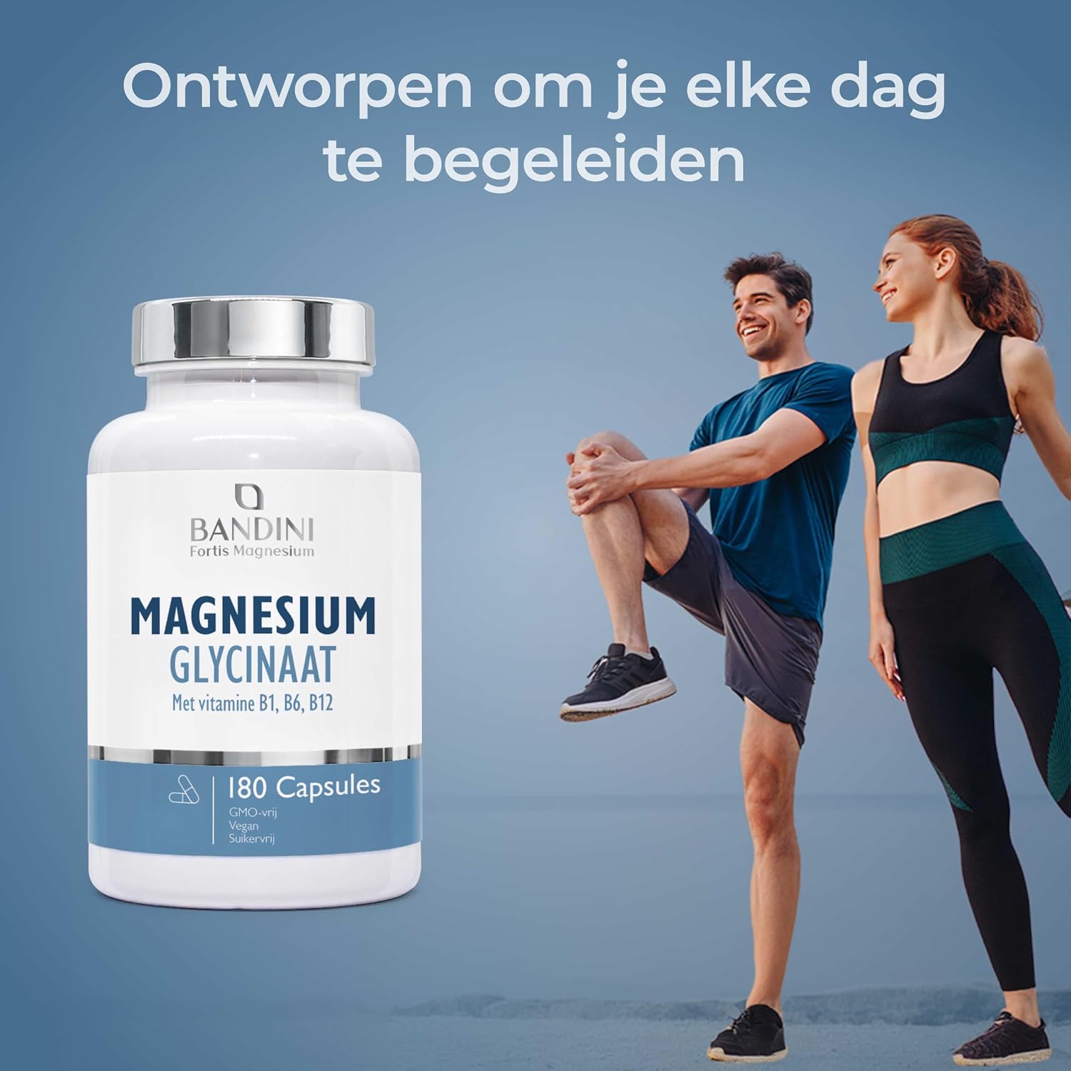 Detalle de Bandini Magnesium Bisglycinaat, 180 capsules met vitamine B1, B6 en B12