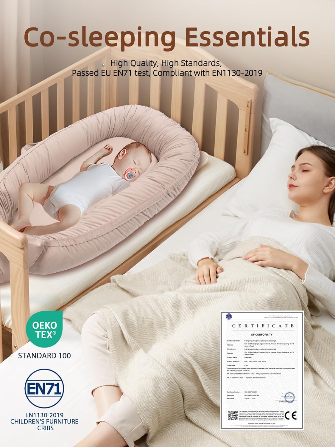 Thumbnail 6 de EAQ Baby Nest Pod for Newborn (Light Khaki) – soft, breathable sleep pod for 0–12 months