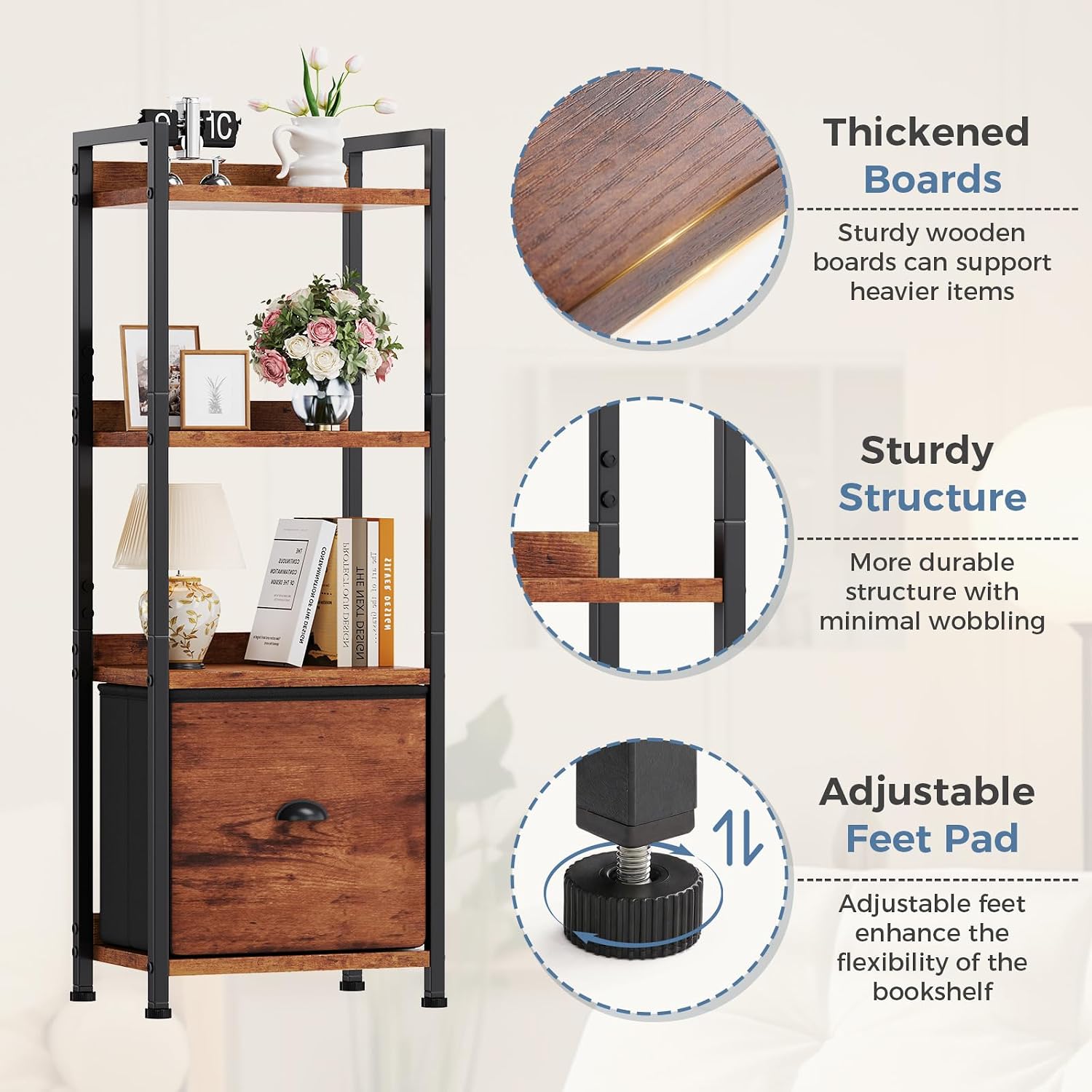 Detalle 2 de DUMOS Bookshelf, 4-Tier