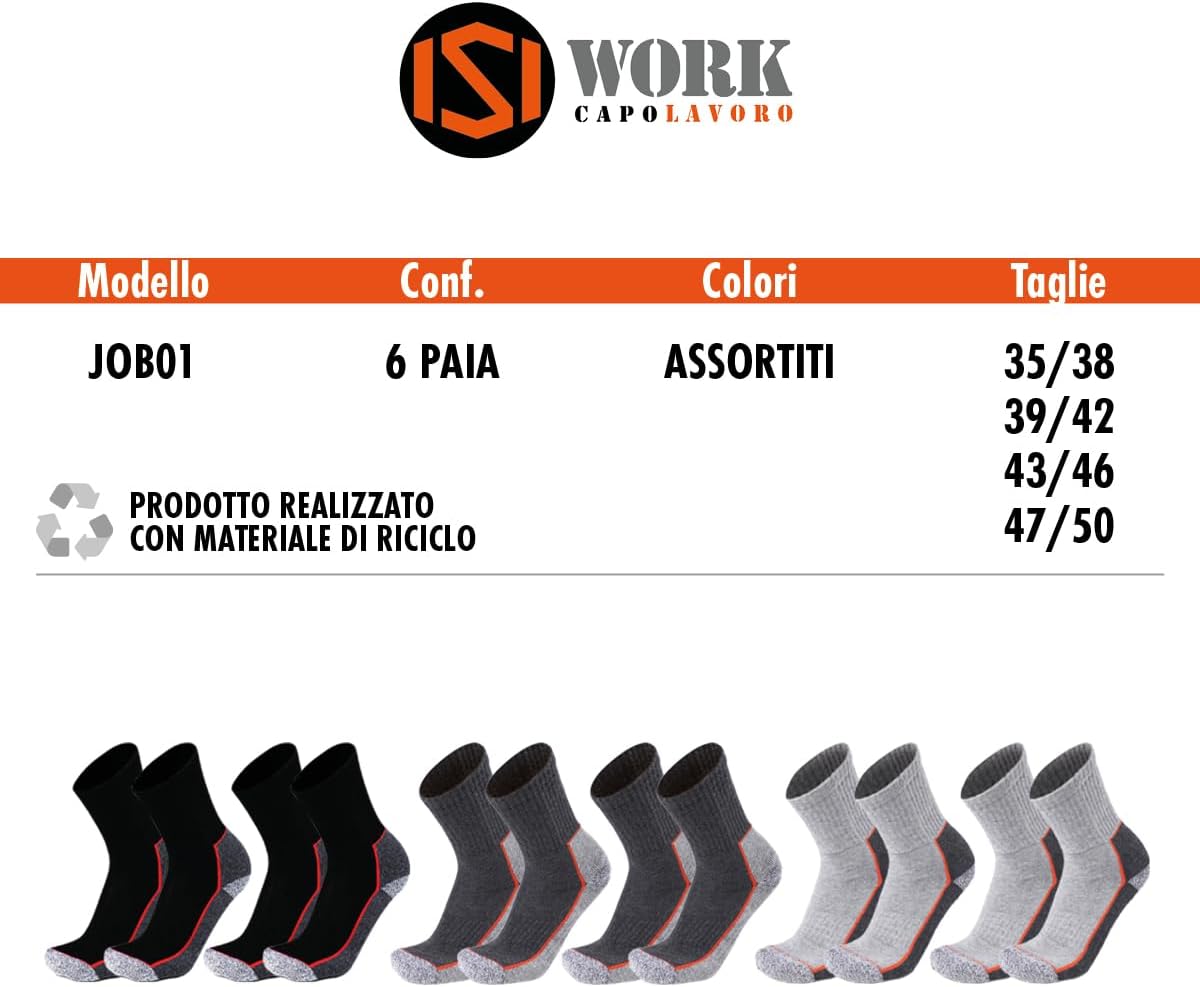 Thumbnail 2 de ISI WORK | 6 Paia Calze da Lavoro Rinforzate e Traspiranti per Uomo e Donna