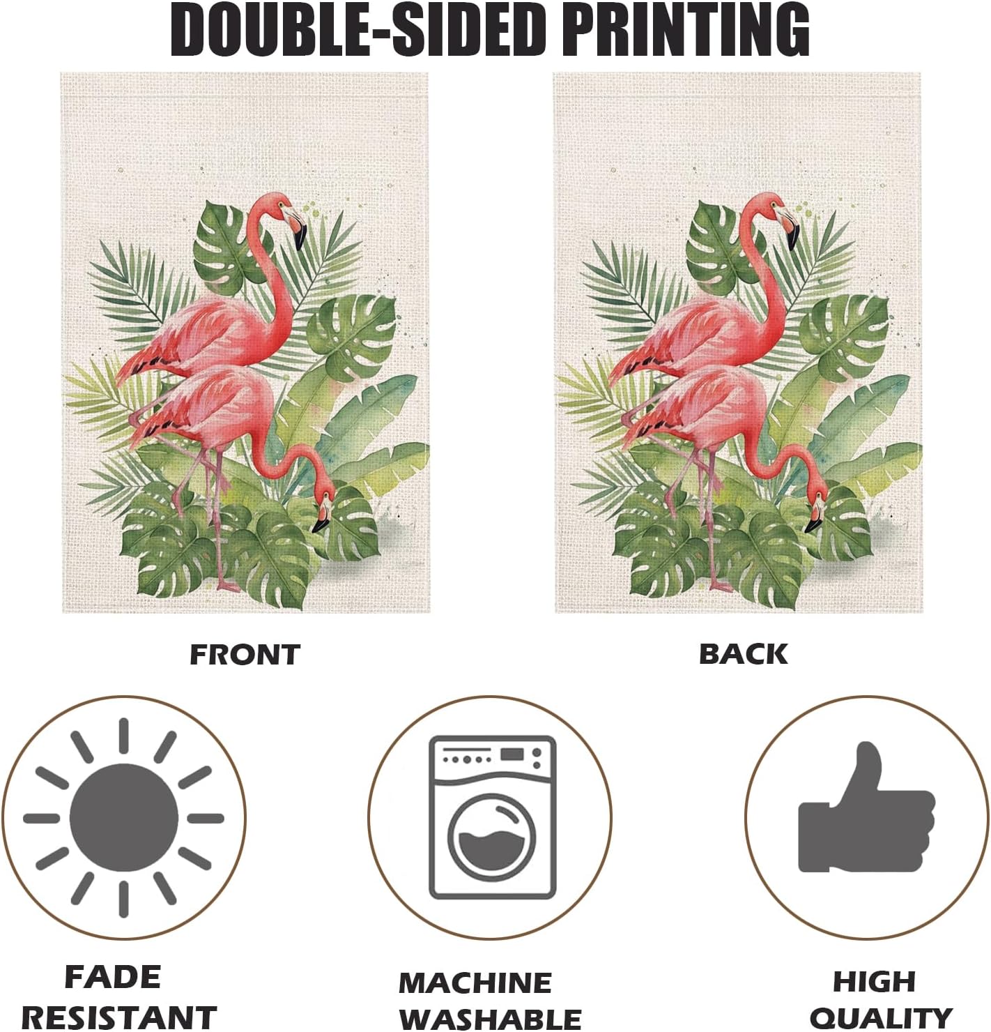 Detalle 2 de Tropical Flamingo House Flag 28 x 40 Inch