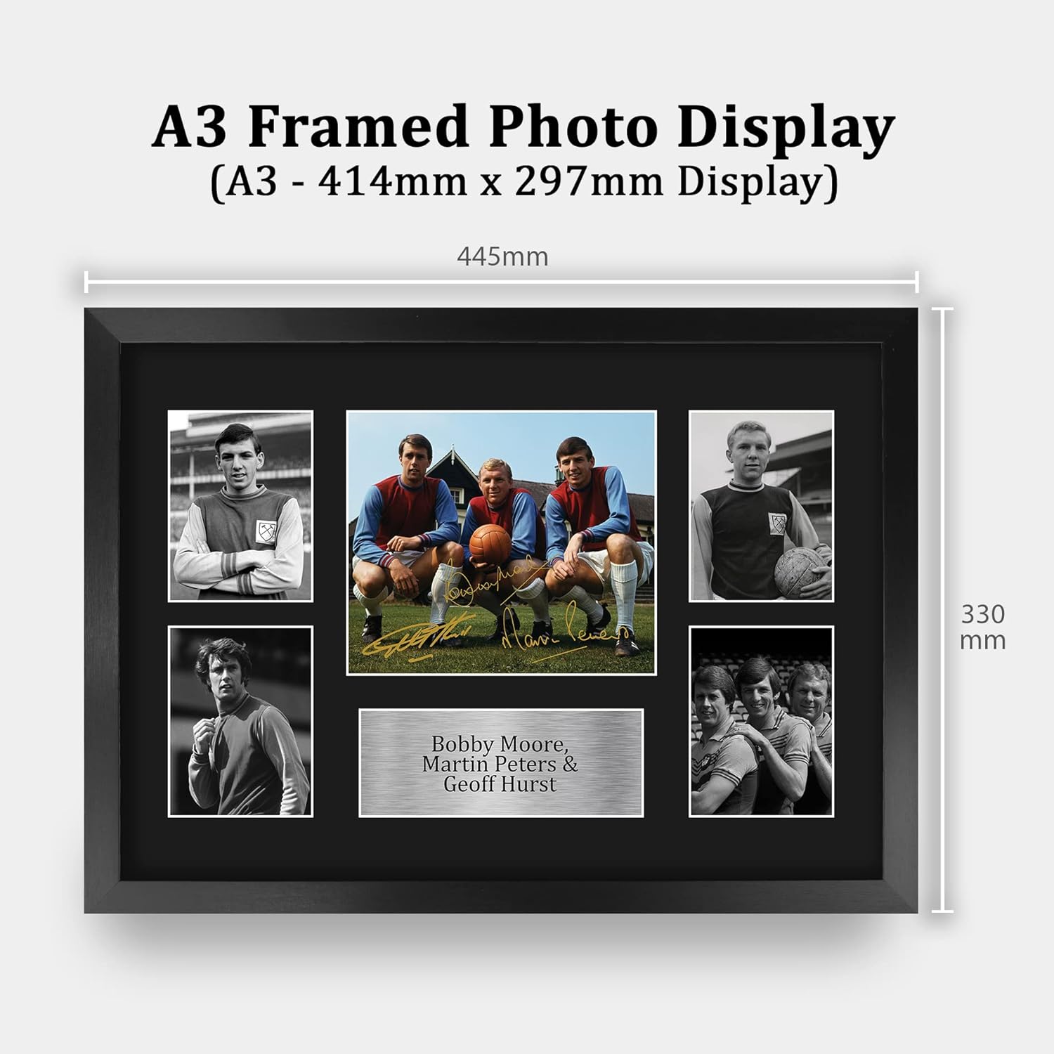 Thumbnail 1 de HWC Trading FR A3 Bobby Moore, Martin Peters & Geoff Hurst framed autograph picture (West Ham United) for football fans