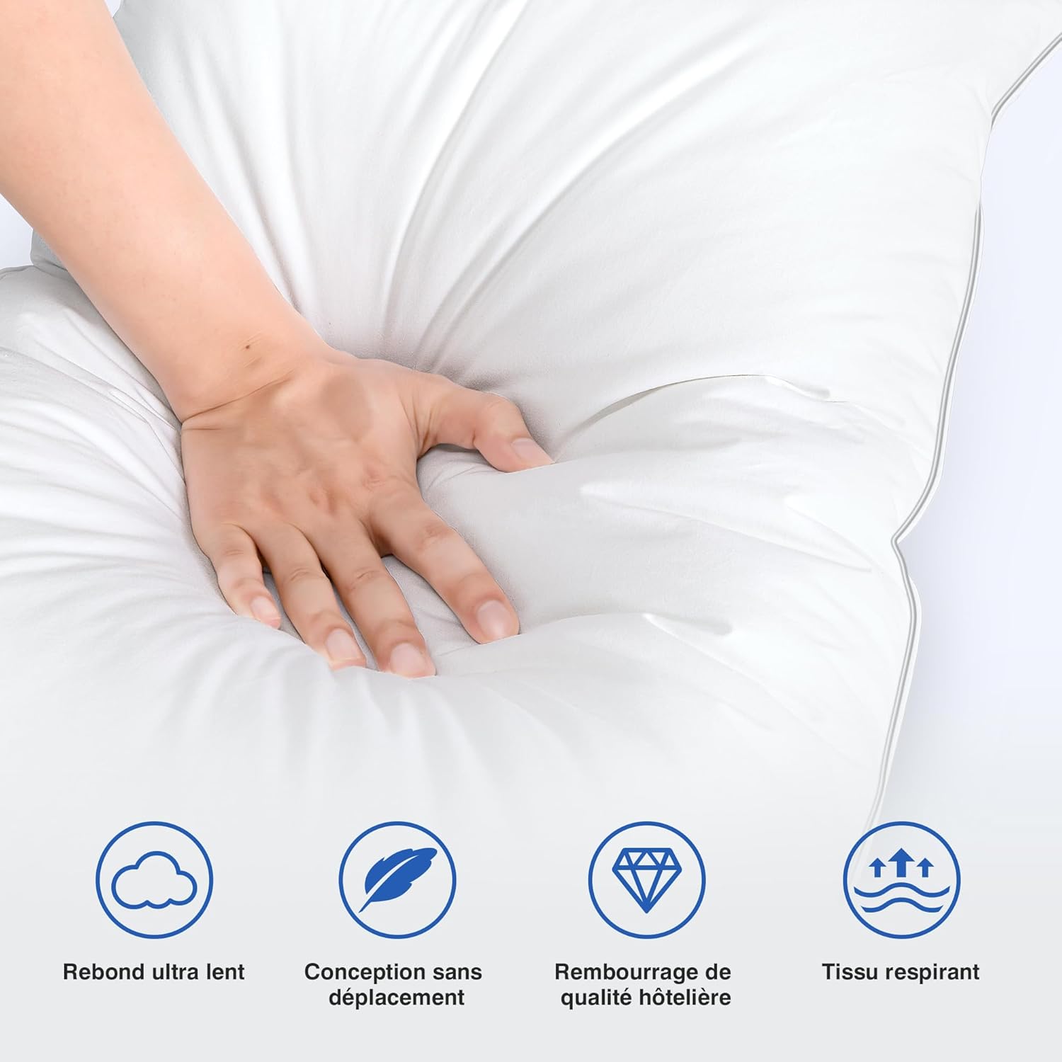 Thumbnail 5 de Oreiller TESQ en plumes de luxe 60x60 cm à triple couche de confort