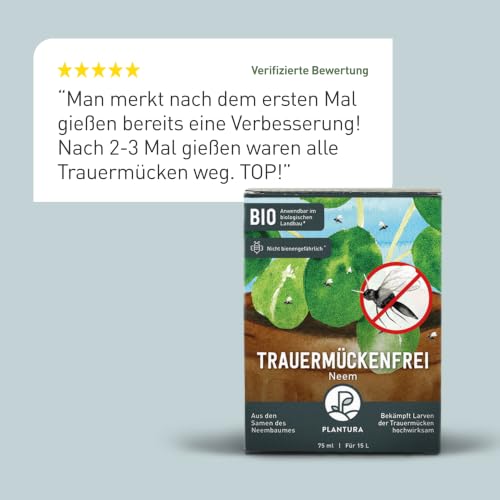 Detalle de Plantura Trauermückenfrei Neem, Gießmittel mit Azadirachtin, 75 ml