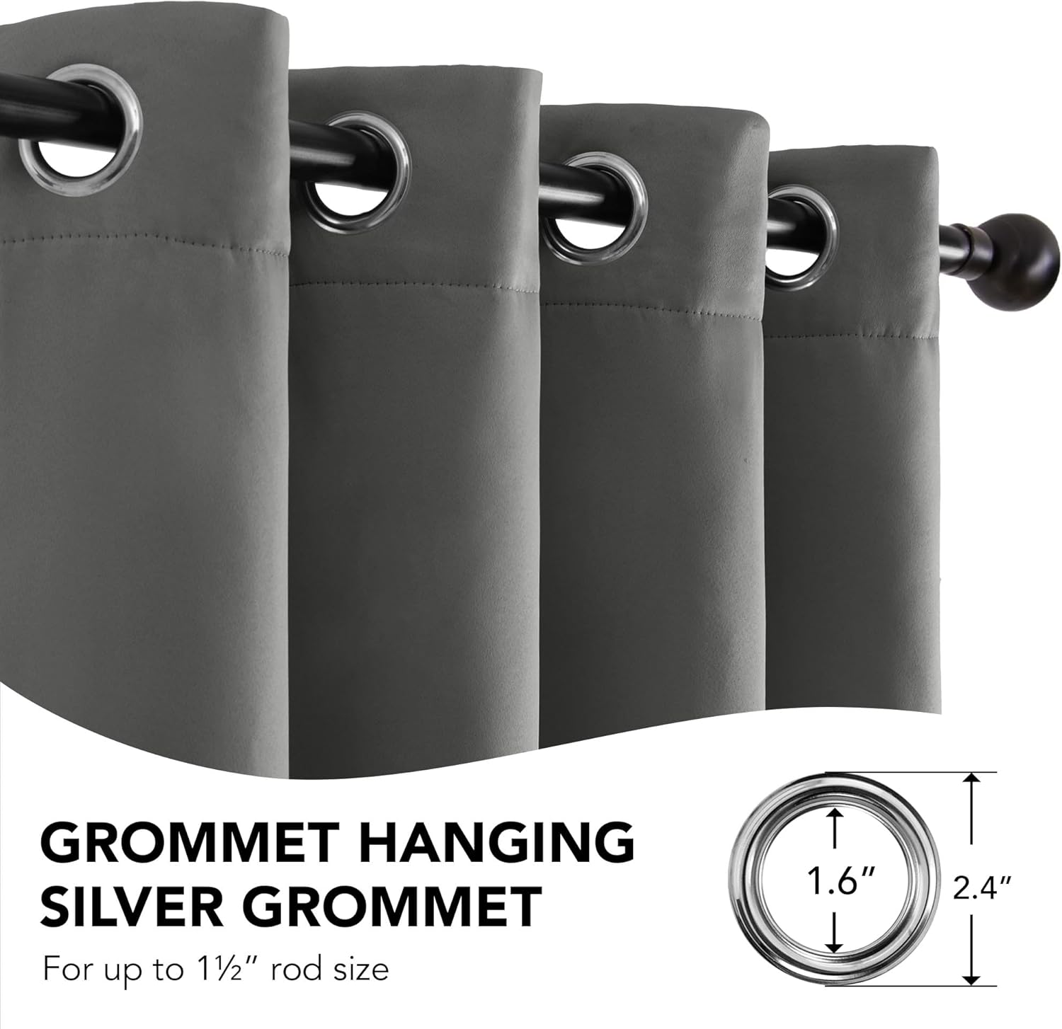 Thumbnail 3 de Deconovo Thick Thermal Door Curtain 52 x 84 Inch (132 x 214 cm) – Blackout, Cold-Resistant, Microfiber Quilted Lining in Light Grey, 1 Panel