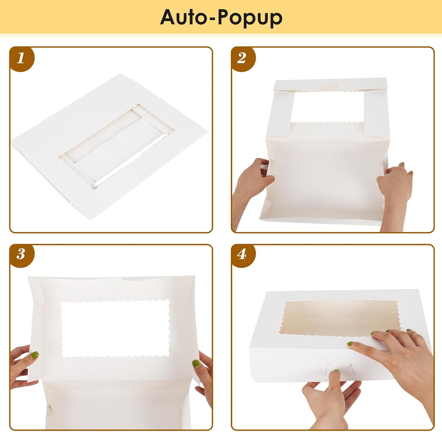 Thumbnail 2 de Moretoes 12x8x2.5-Inch Bakery Boxes, 48-Pack with Three Window Styles