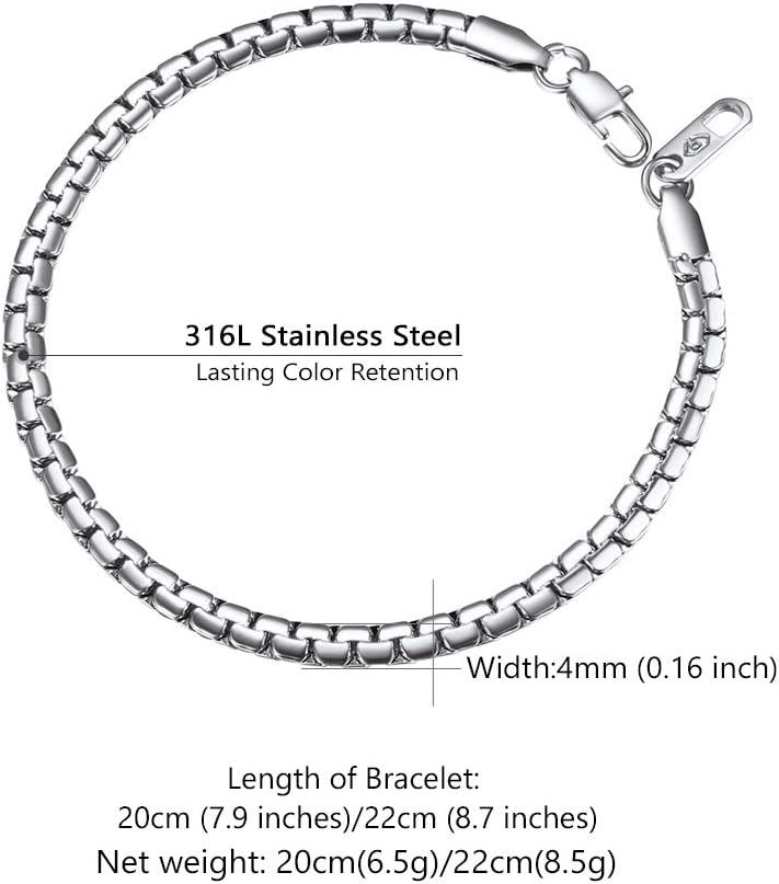 Detalle de Bracelet chaîne PROSTEEL en acier inoxydable 316L, maillon plat 4 mm/6 mm (20/22 cm)