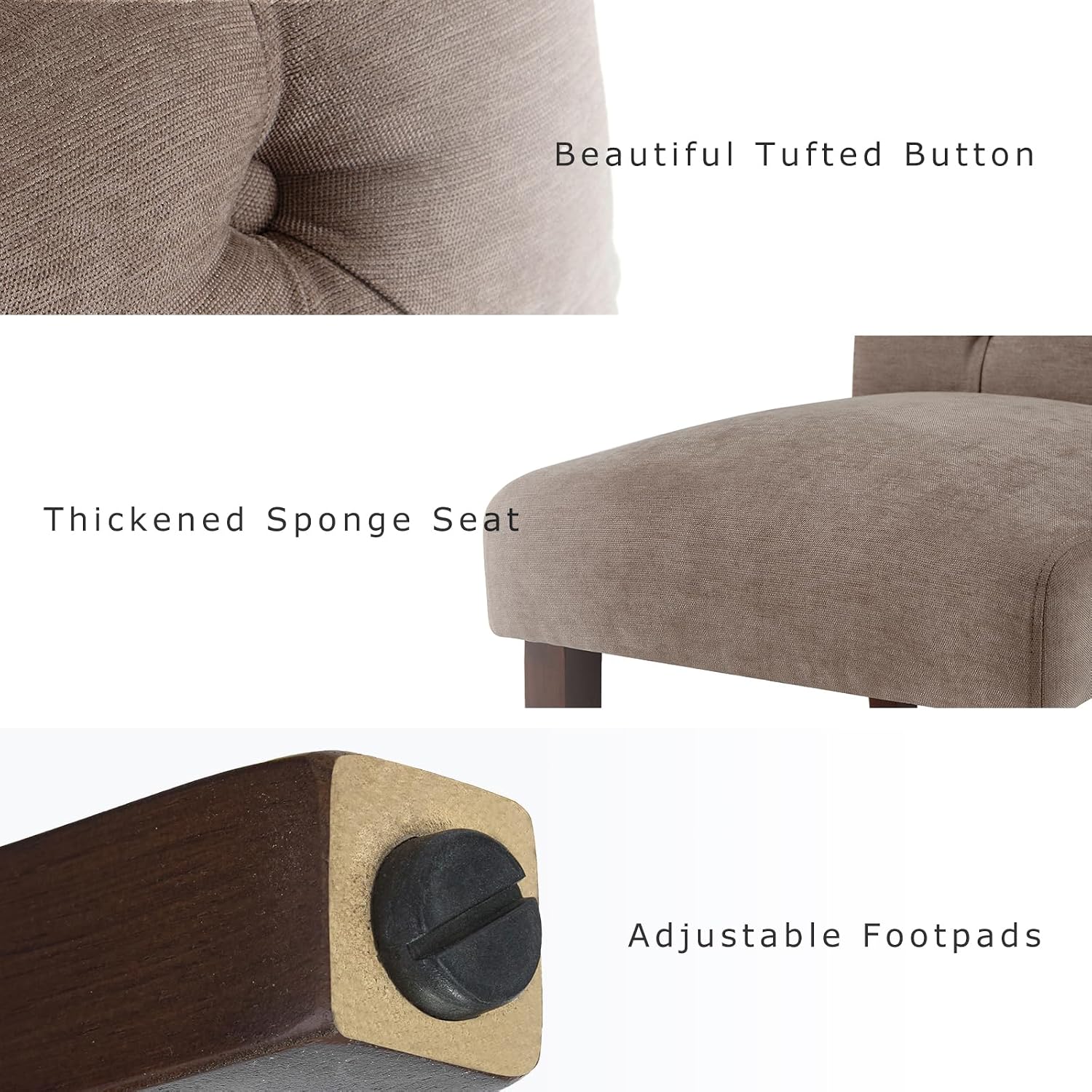 Thumbnail 6 de COLAMY B242 Button-Tufted Dining Chairs, Taupe, Set of 2