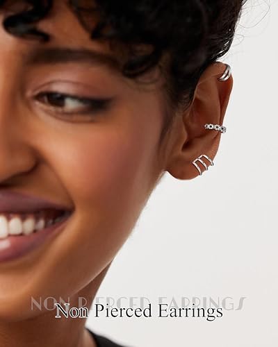 Detalle de ORAZIO 20er Ear Cuff Set – Damen Ohrmanschetten aus Kupfer, 14K-Goldbeschichtung, 3 Farben