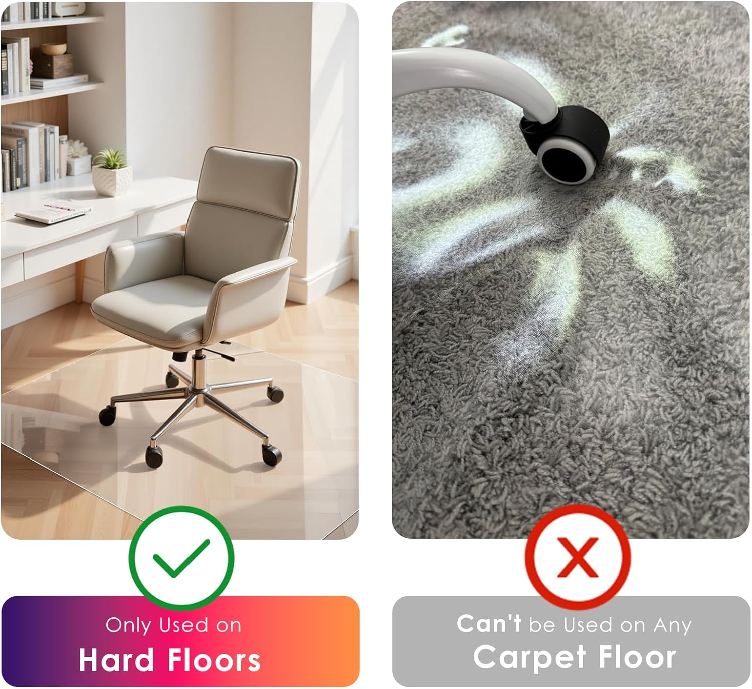 Thumbnail 1 de Kuyal Clear Chair Mat for Hard Floors 90x120cm (3'x4') — transparent chair mat for wood, tile & laminate