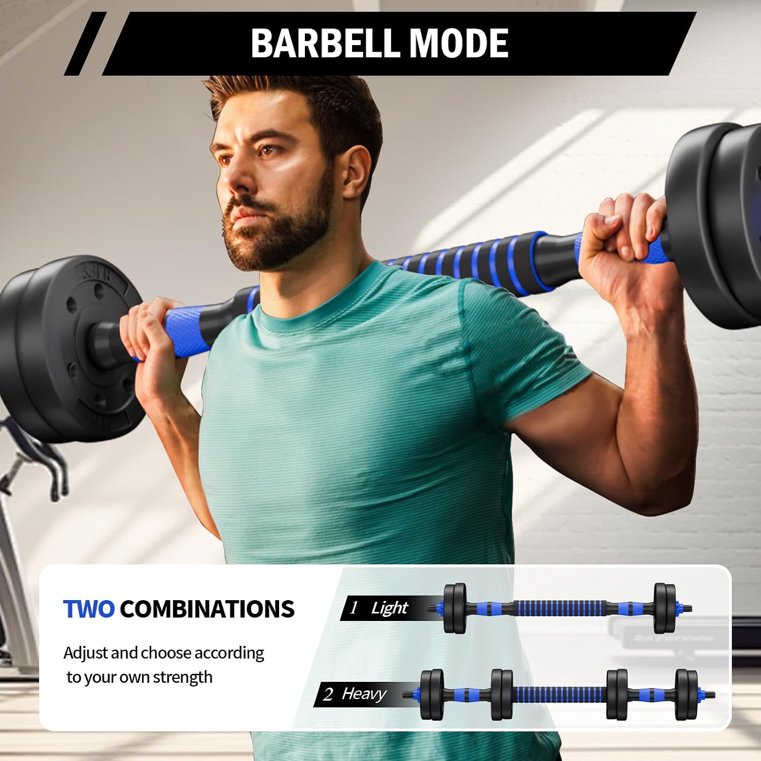 Detalle de Hanteln Verstellbar 2‑in‑1 Set 10/15 kg 🏋