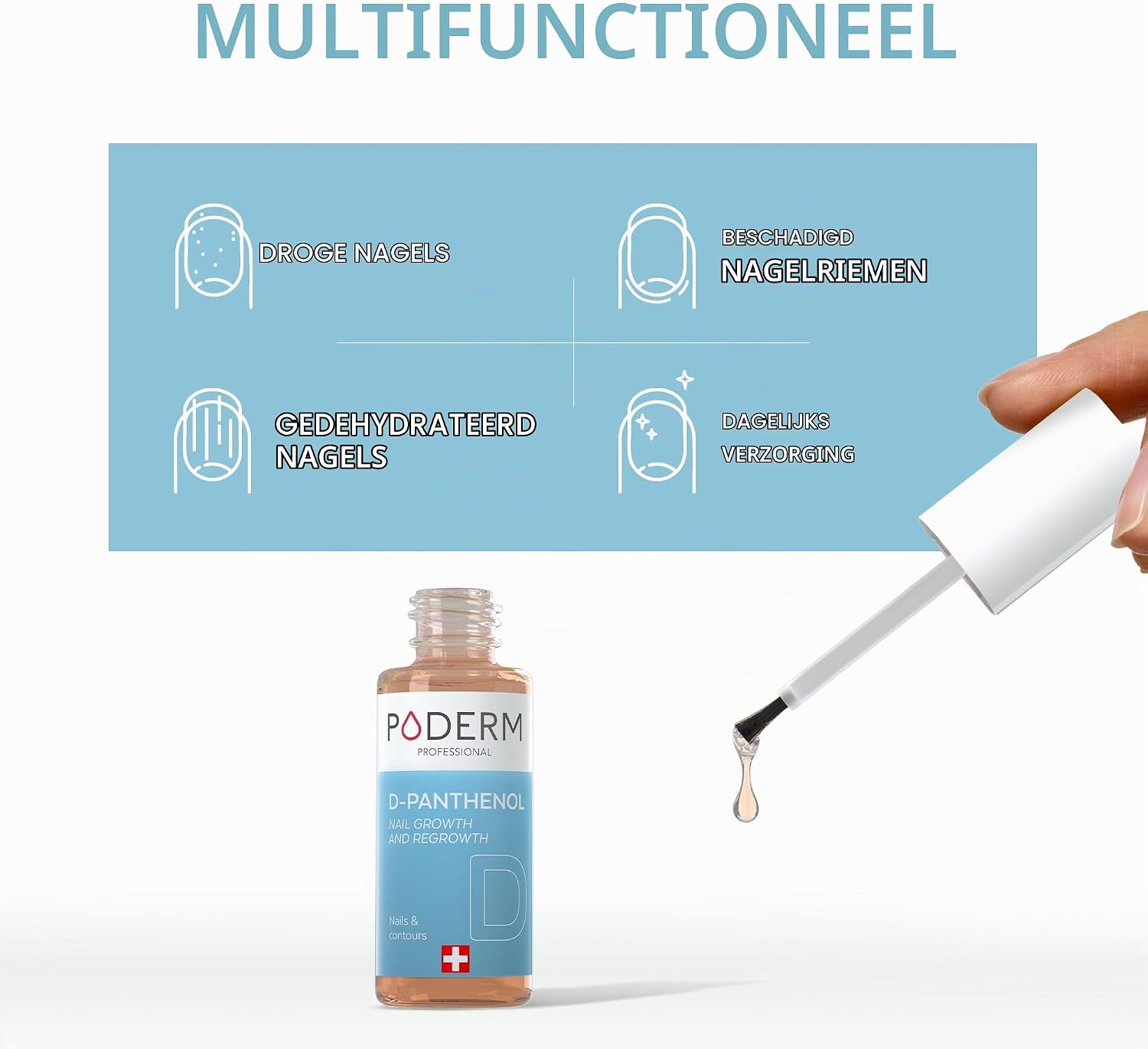 Detalle 2 de PODERM 5 in 1 Nail Booster serum met D-panthenol, 6 ml