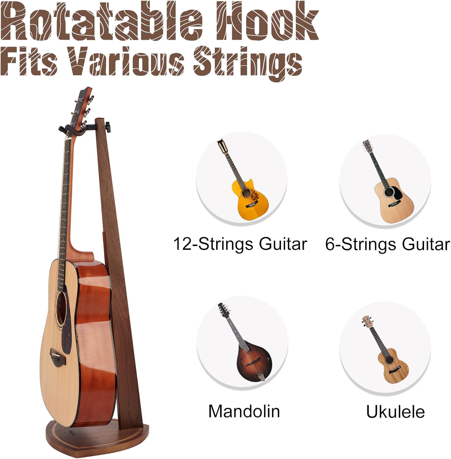 Thumbnail 4 de Musbeat Gitarrenständer Holz – eleganter Wandhalter für Akustikgitarre, E-Gitarre, Bass und mehr