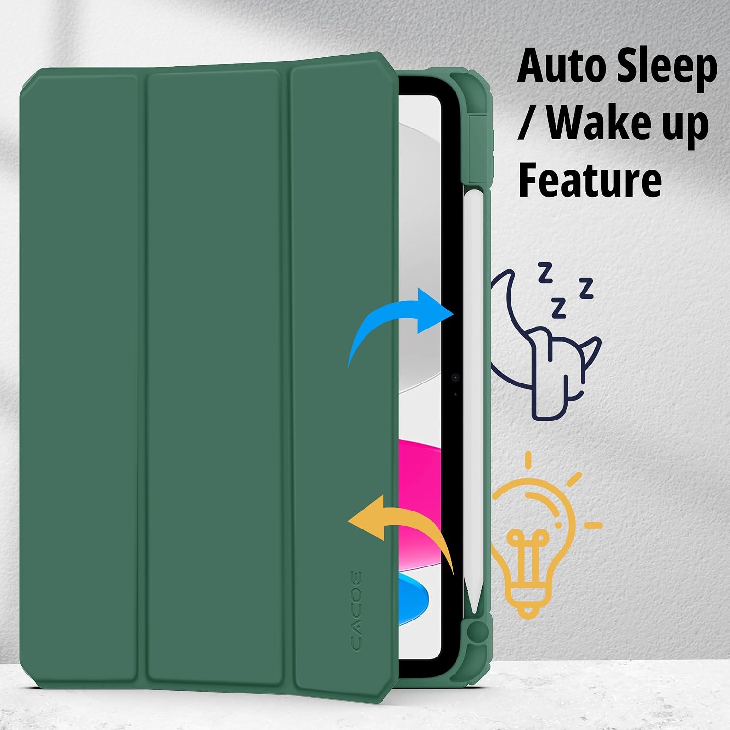 Thumbnail 2 de CACOE Cover compatibile con iPad A16 11a Generazione | Custodia trasparente verde con supporto e porta-penne
